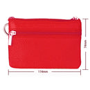 Cowhide Leather Zipper Solid Color Horizontal Card Holder Wallet RFID Blocking Coin Purse Card Bag Protect Case, Size: 11.4*7.4cm(Red)