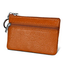 Cowhide Leather Zipper Solid Color Horizontal Card Holder Wallet RFID Blocking Coin Purse Card Bag Protect Case, Size: 11.4*7.4cm(Brown)
