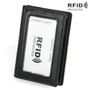 KB86 Genuine Cowhide Leather Solid Color Card Holder Wallet RFID Blocking Coin Purse Card Bag Protect Case with 5 Card Slots & Photo Frame & Business Card Position, Size: 10.6*7.6*1.8 cm(Black)