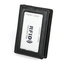 KB86 Genuine Cowhide Leather Solid Color Card Holder Wallet RFID Blocking Coin Purse Card Bag Protect Case with 5 Card Slots & Photo Frame & Business Card Position, Size: 10.6*7.6*1.8 cm(Black)