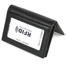 KB86 Genuine Cowhide Leather Solid Color Card Holder Wallet RFID Blocking Coin Purse Card Bag Protect Case with 5 Card Slots & Photo Frame & Business Card Position, Size: 10.6*7.6*1.8 cm(Black)