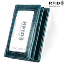 KB86 Genuine Cowhide Leather Solid Color Card Holder Wallet RFID Blocking Coin Purse Card Bag Protect Case with 5 Card Slots & Photo Frame & Business Card Position, Size: 10.6*7.6*1.8 cm(Blue)