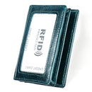KB86 Genuine Cowhide Leather Solid Color Card Holder Wallet RFID Blocking Coin Purse Card Bag Protect Case with 5 Card Slots & Photo Frame & Business Card Position, Size: 10.6*7.6*1.8 cm(Blue)
