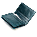 KB86 Genuine Cowhide Leather Solid Color Card Holder Wallet RFID Blocking Coin Purse Card Bag Protect Case with 5 Card Slots & Photo Frame & Business Card Position, Size: 10.6*7.6*1.8 cm(Blue)