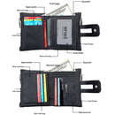 Genuine Cowhide Leather Crazy Horse Texture Zipper 3-folding Card Holder Wallet RFID Blocking Coin Purse Card Bag Protect Case for Men, Size: 12*9.5*3.5cm(Black)