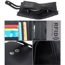 Genuine Cowhide Leather Crazy Horse Texture Zipper 3-folding Card Holder Wallet RFID Blocking Coin Purse Card Bag Protect Case for Men, Size: 12*9.5*3.5cm(Black)
