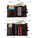 Genuine Cowhide Leather Crazy Horse Texture Zipper 3-folding Card Holder Wallet RFID Blocking Coin Purse Card Bag Protect Case for Men, Size: 12*9.5*3.5cm(Coffee)
