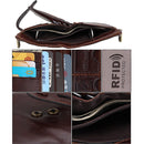Genuine Cowhide Leather Crazy Horse Texture Zipper 3-folding Card Holder Wallet RFID Blocking Coin Purse Card Bag Protect Case for Men, Size: 12*9.5*3.5cm(Coffee)