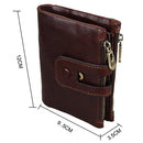 Genuine Cowhide Leather Crazy Horse Texture Zipper 3-folding Card Holder Wallet RFID Blocking Coin Purse Card Bag Protect Case for Men, Size: 12*9.5*3.5cm