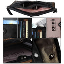 Genuine Cowhide Leather Crazy Horse Texture Dual Zipper Short Style Card Holder Wallet RFID Blocking Card Bag Protect Case for Men, Size: 12.1*9.4*2.7cm(Black)