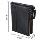 Genuine Cowhide Leather Crazy Horse Texture Dual Zipper Short Style Card Holder Wallet RFID Blocking Card Bag Protect Case for Men, Size: 12.1*9.4*2.7cm(Black)