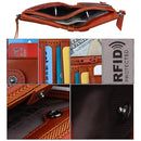 Genuine Cowhide Leather Crazy Horse Texture Dual Zipper Short Style Card Holder Wallet RFID Blocking Card Bag Protect Case for Men, Size: 12.1*9.4*2.7cm(Orange)