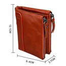 Genuine Cowhide Leather Crazy Horse Texture Dual Zipper Short Style Card Holder Wallet RFID Blocking Card Bag Protect Case for Men, Size: 12.1*9.4*2.7cm(Orange)