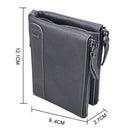 Genuine Cowhide Leather Crazy Horse Texture Dual Zipper Short Style Card Holder Wallet RFID Blocking Card Bag Protect Case for Men, Size: 12.1*9.4*2.7cm(Grey)