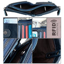Genuine Cowhide Leather Crazy Horse Texture Dual Zipper Short Style Card Holder Wallet RFID Blocking Card Bag Protect Case for Men, Size: 12.1*9.4*2.7cm(Blue)