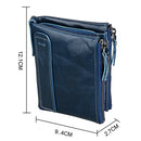Genuine Cowhide Leather Crazy Horse Texture Dual Zipper Short Style Card Holder Wallet RFID Blocking Card Bag Protect Case for Men, Size: 12.1*9.4*2.7cm(Blue)