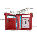 Genuine Cowhide Leather Crazy Horse Texture Dual Zipper Short Style Card Holder Wallet RFID Blocking Card Bag Protect Case for Men, Size: 12.1*9.4*2.7cm(Red)