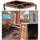 Genuine Cowhide Leather Crazy Horse Texture Dual Zipper Short Style Card Holder Wallet RFID Blocking Card Bag Protect Case for Men, Size: 12.1*9.4*2.7cm(Taupe)