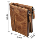 Genuine Cowhide Leather Crazy Horse Texture Dual Zipper Short Style Card Holder Wallet RFID Blocking Card Bag Protect Case for Men, Size: 12.1*9.4*2.7cm(Taupe)