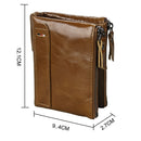 Genuine Cowhide Leather Crazy Horse Texture Dual Zipper Short Style Card Holder Wallet RFID Blocking Card Bag Protect Case for Men, Size: 12.1*9.4*2.7cm