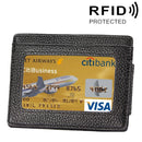 Cowhide Leather Solid Color Card Holder Wallet RFID Blocking Card Bag Protect Case with 3 Card Slots & Photo Frame, Size: 110*77*4mm(Black)