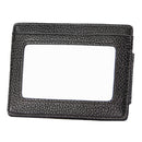 Cowhide Leather Solid Color Card Holder Wallet RFID Blocking Card Bag Protect Case with 3 Card Slots & Photo Frame, Size: 110*77*4mm(Black)