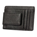 Cowhide Leather Solid Color Card Holder Wallet RFID Blocking Card Bag Protect Case with 3 Card Slots & Photo Frame, Size: 110*77*4mm(Black)