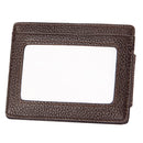 Cowhide Leather Solid Color Card Holder Wallet RFID Blocking Card Bag Protect Case with 3 Card Slots & Photo Frame, Size: 110*77*4mm(Coffee)
