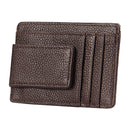 Cowhide Leather Solid Color Card Holder Wallet RFID Blocking Card Bag Protect Case with 3 Card Slots & Photo Frame, Size: 110*77*4mm(Coffee)
