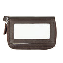Genuine Cowhide Leather Dual Layer Solid Color Zipper Card Holder Wallet RFID Blocking Coin Purse Card Bag Protective Case with 11 Card Slots & Coin Position, Size: 11*7.5*4.5cm(Coffee)