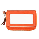 Genuine Cowhide Leather Dual Layer Solid Color Zipper Card Holder Wallet RFID Blocking Coin Purse Card Bag Protective Case with 11 Card Slots & Coin Position, Size: 11*7.5*4.5cm(Orange)