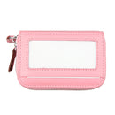 Genuine Cowhide Leather Dual Layer Solid Color Zipper Card Holder Wallet RFID Blocking Coin Purse Card Bag Protective Case with 11 Card Slots & Coin Position, Size: 11*7.5*4.5cm(Pink)