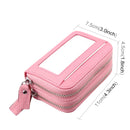 Genuine Cowhide Leather Dual Layer Solid Color Zipper Card Holder Wallet RFID Blocking Coin Purse Card Bag Protective Case with 11 Card Slots & Coin Position, Size: 11*7.5*4.5cm(Pink)