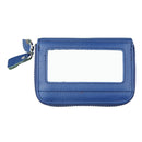 Genuine Cowhide Leather Dual Layer Solid Color Zipper Card Holder Wallet RFID Blocking Coin Purse Card Bag Protective Case with 11 Card Slots & Coin Position, Size: 11*7.5*4.5cm(Blue)