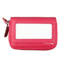 Genuine Cowhide Leather Dual Layer Solid Color Zipper Card Holder Wallet RFID Blocking Coin Purse Card Bag Protective Case with 11 Card Slots & Coin Position, Size: 11*7.5*4.5cm(Magenta)