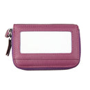Genuine Cowhide Leather Dual Layer Solid Color Zipper Card Holder Wallet RFID Blocking Coin Purse Card Bag Protective Case with 11 Card Slots & Coin Position, Size: 11*7.5*4.5cm(Purple)