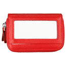 Genuine Cowhide Leather Dual Layer Solid Color Zipper Card Holder Wallet RFID Blocking Coin Purse Card Bag Protective Case with 11 Card Slots & Coin Position, Size: 11*7.5*4.5cm(Red)