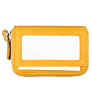 Genuine Cowhide Leather Dual Layer Solid Color Zipper Card Holder Wallet RFID Blocking Coin Purse Card Bag Protective Case with 11 Card Slots & Coin Position, Size: 11*7.5*4.5cm(Yellow)