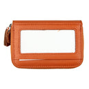 Genuine Cowhide Leather Dual Layer Solid Color Zipper Card Holder Wallet RFID Blocking Coin Purse Card Bag Protective Case with 11 Card Slots & Coin Position, Size: 11*7.5*4.5cm(Brown)