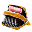 Genuine Cowhide Leather Dual Layer Solid Color Zipper Card Holder Wallet RFID Blocking Coin Purse Card Bag Protect Case with Card Slots & Coin Position, Size: 10.5*7.0*4.0cm(Orange)
