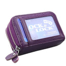 Genuine Cowhide Leather Dual Layer Solid Color Zipper Card Holder Wallet RFID Blocking Coin Purse Card Bag Protect Case with Card Slots & Coin Position, Size: 10.5*7.0*4.0cm(Purple)