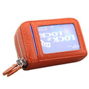 Genuine Cowhide Leather Dual Layer Solid Color Zipper Card Holder Wallet RFID Blocking Coin Purse Card Bag Protect Case with Card Slots & Coin Position, Size: 10.5*7.0*4.0cm(Brown)