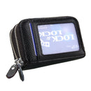 Genuine Cowhide Leather Dual Layer Solid Color Zipper Card Holder Wallet Coin Purse Card Bag Protect Case with Card Slots & Coin Position, Size: 10.5*7.0*4.0cm(Black)