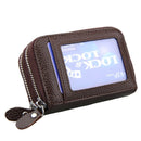 Genuine Cowhide Leather Dual Layer Solid Color Zipper Card Holder Wallet Coin Purse Card Bag Protect Case with Card Slots & Coin Position, Size: 10.5*7.0*4.0cm(Coffee)
