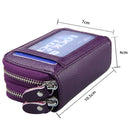 Genuine Cowhide Leather Dual Layer Solid Color Zipper Card Holder Wallet Coin Purse Card Bag Protect Case with Card Slots & Coin Position, Size: 10.5*7.0*4.0cm(Orange)