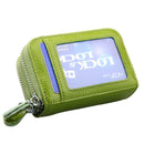 Genuine Cowhide Leather Dual Layer Solid Color Zipper Card Holder Wallet Coin Purse Card Bag Protect Case with Card Slots & Coin Position, Size: 10.5*7.0*4.0cm(Green)