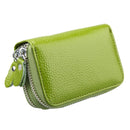 Genuine Cowhide Leather Dual Layer Solid Color Zipper Card Holder Wallet Coin Purse Card Bag Protect Case with Card Slots & Coin Position, Size: 10.5*7.0*4.0cm(Green)