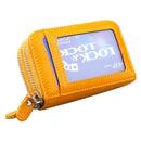 Genuine Cowhide Leather Dual Layer Solid Color Zipper Card Holder Wallet Coin Purse Card Bag Protect Case with Card Slots & Coin Position, Size: 10.5*7.0*4.0cm(Yellow)