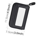 Genuine Cowhide Leather Solid Color Zipper Horizontal Card Holder Wallet RFID Blocking Card Bag Protect Case with 12 Card Slots, Size: 11.5*7.5cm(Black)