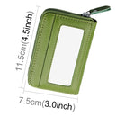 Genuine Cowhide Leather Solid Color Zipper Horizontal Card Holder Wallet RFID Blocking Card Bag Protect Case with 12 Card Slots, Size: 11.5*7.5cm(Green)